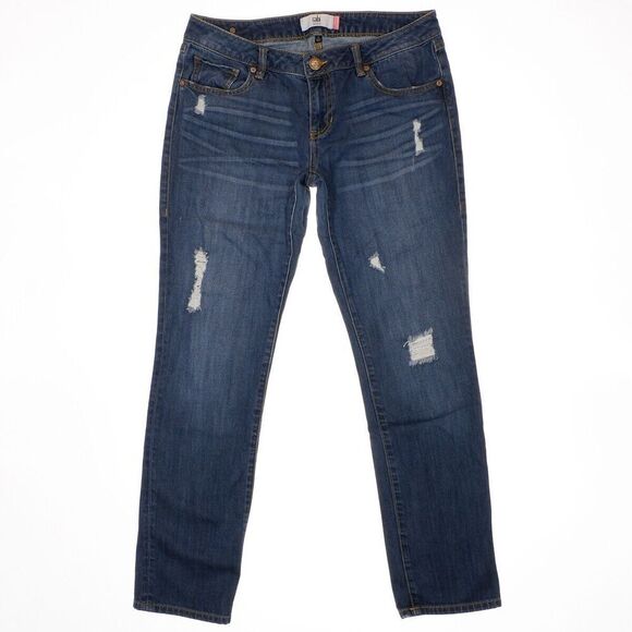 Cabi Jeans Womens 8 Slim Boyfriend Distressed Blue Low Mid Measures 33 x 29.5 - Picture 1 of 11